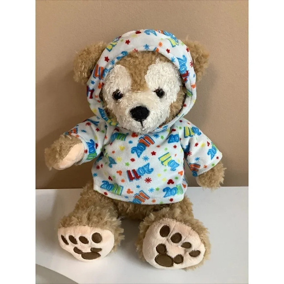 The Disney Duffy Bear 2011 Disney Parks Plush With New Years Hoodie. Preloved - Picture 1 of 9